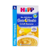 保税区直发 德国HiPP喜宝有机香蕉牛奶燕麦晚安米粉米糊3 4 5 6个月以上 宝宝辅食 500g