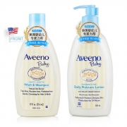 美国Aveeno艾维诺婴儿燕麦润肤乳+洗发沐浴二合一套装新生儿护肤礼盒(354ml+354ml)